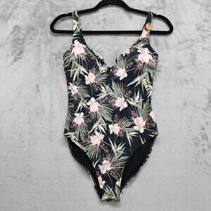 NEW Nip Tuck Swimsuit‎ Womens US 6 Black Pink Fern Guly Maevis One Piece Plunge